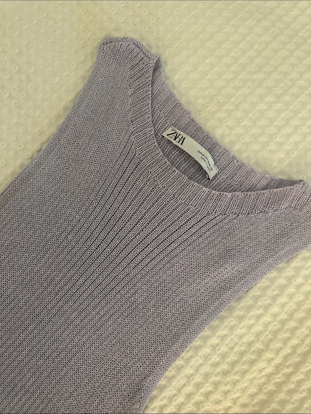 Zara Light Lavender Knit Sleeveless Crew